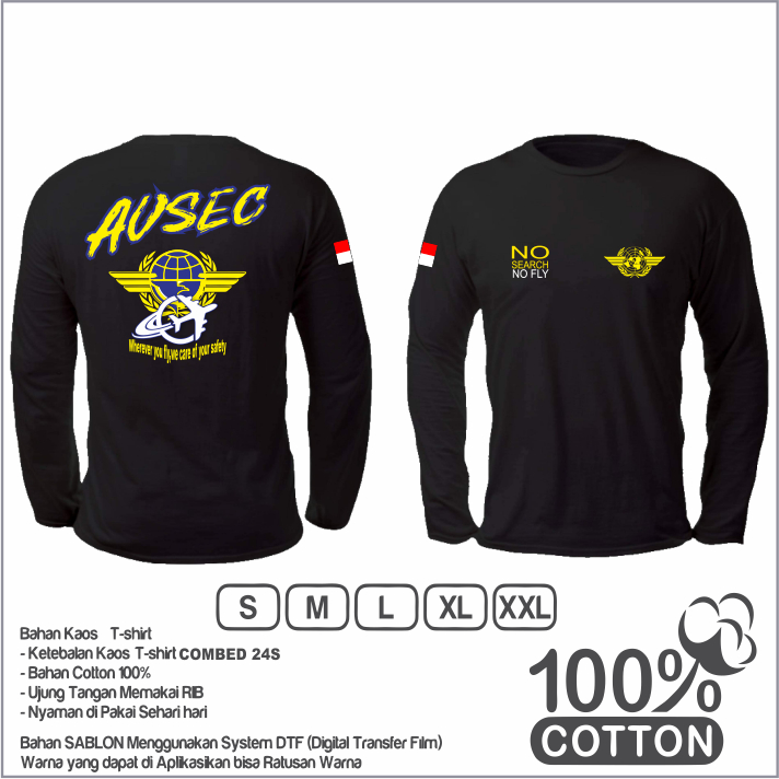 kaos avsec terbaru lengan panjang/kaos penerbangan/avsec