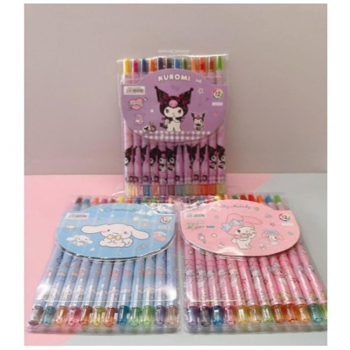 

Krayon Putar Panjang 12 Warna Kuromi My Melody Cinnamoroll Pompompurin / Crayon Putar