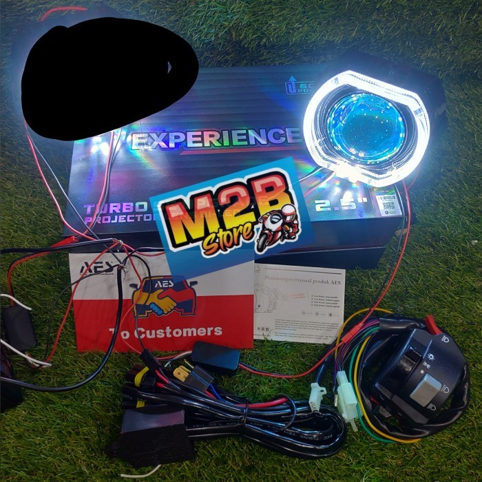 Paket Set Biled Projjie Projector Aes Bullaes TURBO SE EXPERIENCE Gen 1 V1 2.5 2,5 INCH 60 WATT Devi