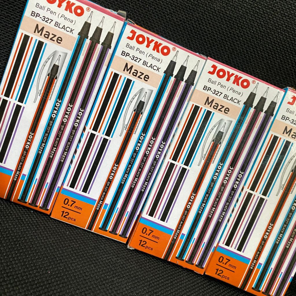 

ORIGINAL JOYKO Ball Pen Pulpen Pena Joyko BP-327 Maze Black 0.7 mm 1 pack isi 12 pcs