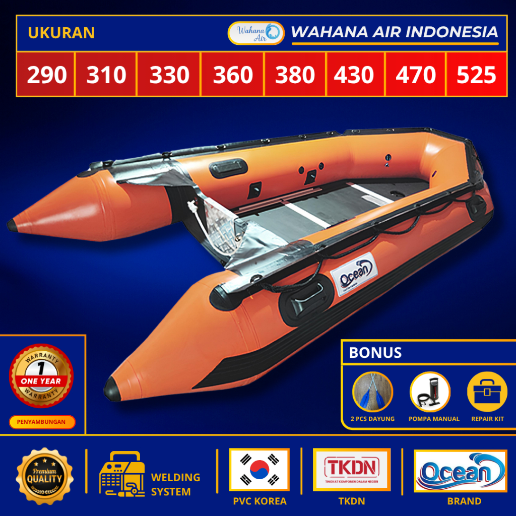 PERAHU KARET LCR RESCUE OCEAN, EVAKUASI BENCANA, BANJIR 290 KAPASITAS 4 ORANG | 310 KAPASITAS 4-5 OR