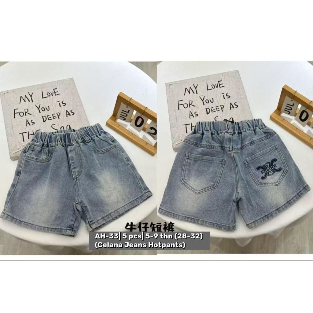 (GROSIR isi 5pcs) Celana jeans anak perempuan hotpans import