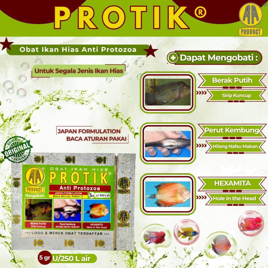Obat ikan luka bakteri jamur AKARI AA PROTIK 5gr