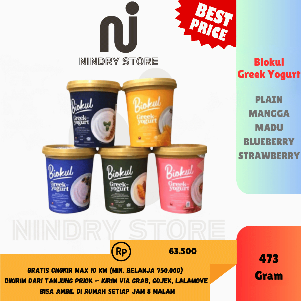 

Biokul Greek Yogurt 473g – Plain, Strawberry, Mangga Madu, Blueberry | Nindry Store