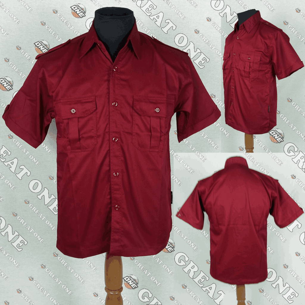 Kemeja Polos Seragam, Baju Kerja/Komunitas, American Drill Maroon PDH