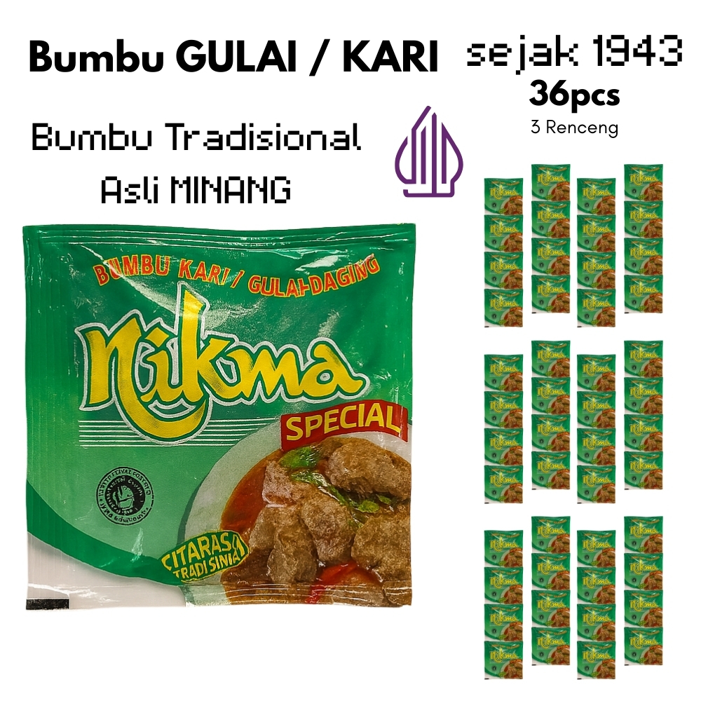 

Bumbu Gulai Kari NIKMA 36 Sachet Halal Praktis Asli Minang Paket Hemat Besar