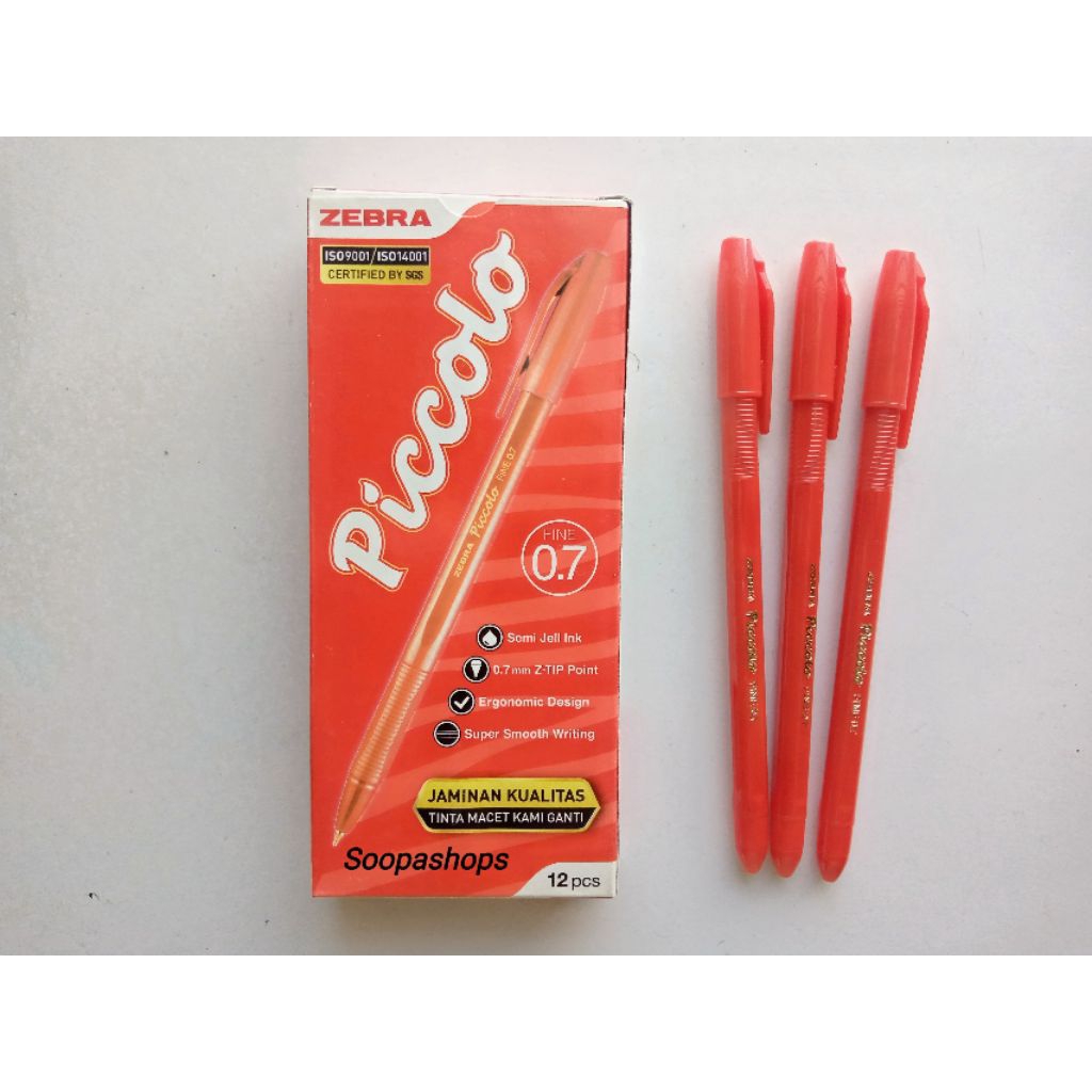

Bolpoin Zebra Piccolo 0,7 mm Tinta Warna Merah Harga 1 Pak