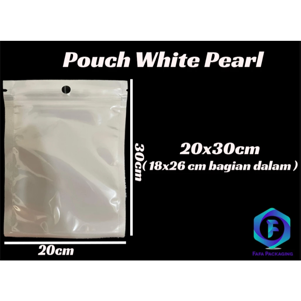

20x30 PLASTIK KEMASAN SACHET SASET PEARL WHITE ZIPLOCK