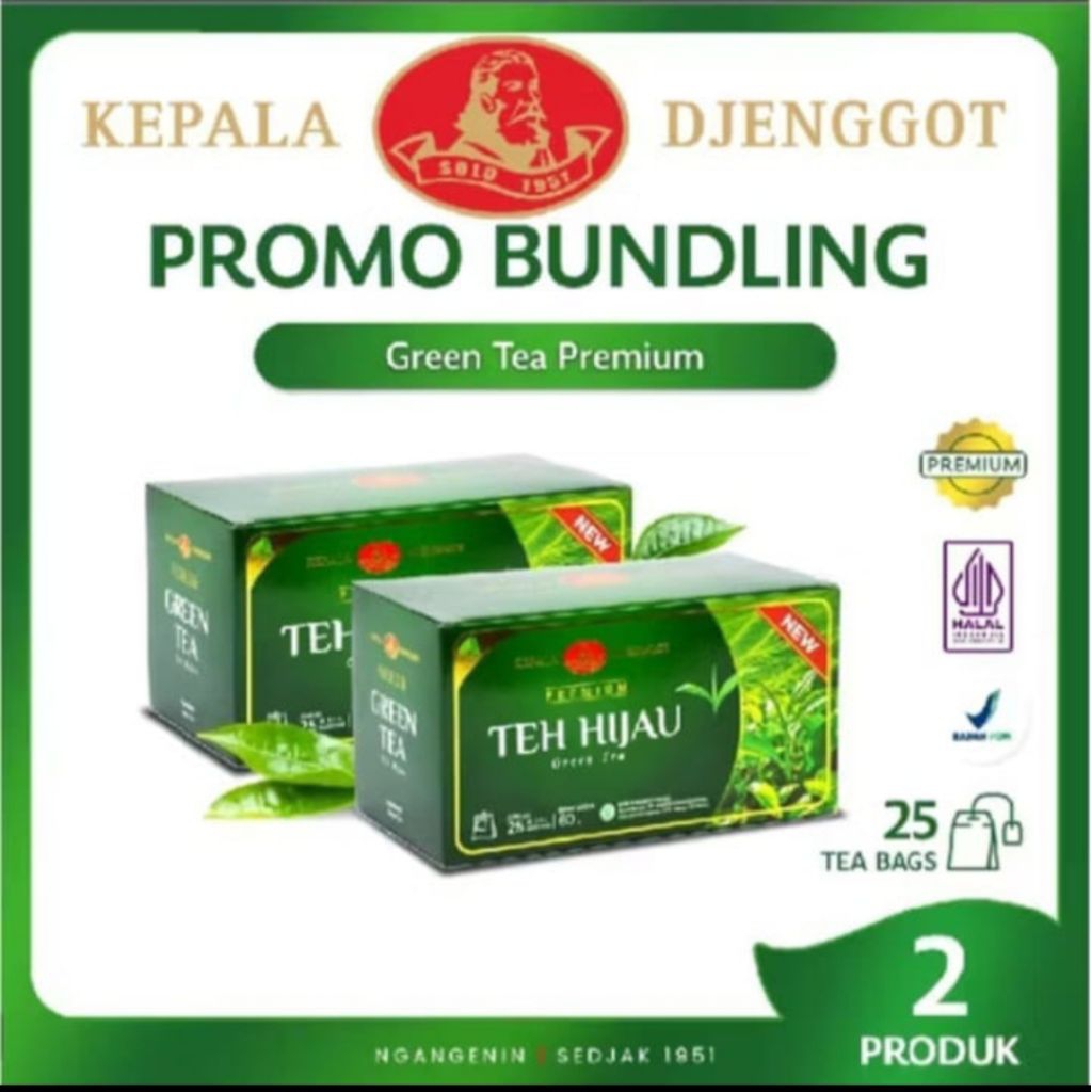 

Kepala Djenggot Paket BUNDLING 2box Teh Hijau Premium 25's 50g x2 Promo Bundling 2 Produk