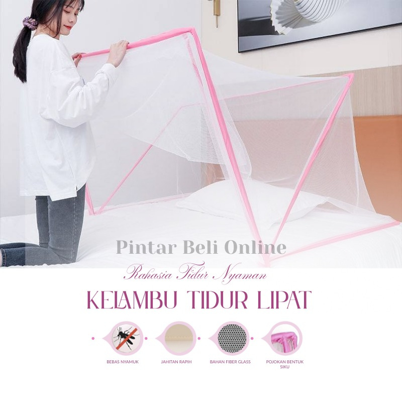Kelambu Kotak Lipat Portable  Ukuran Lengkap Anti Nyamuk / Kelambu Bulat Lipat Ukuran Jumbo 220X220 