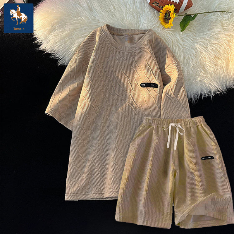 STYLE FASHION Tamp-X SETELAN PRIA Korean Style Oversize Kaos & Celana Pendek Lengkap / Set Baju Pria