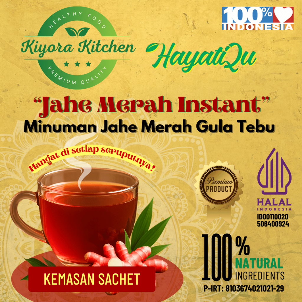 

Kiyora HayatiQu Jahe Merah Instant, Minuman Jahe bubuk sachet, tradisional herbal