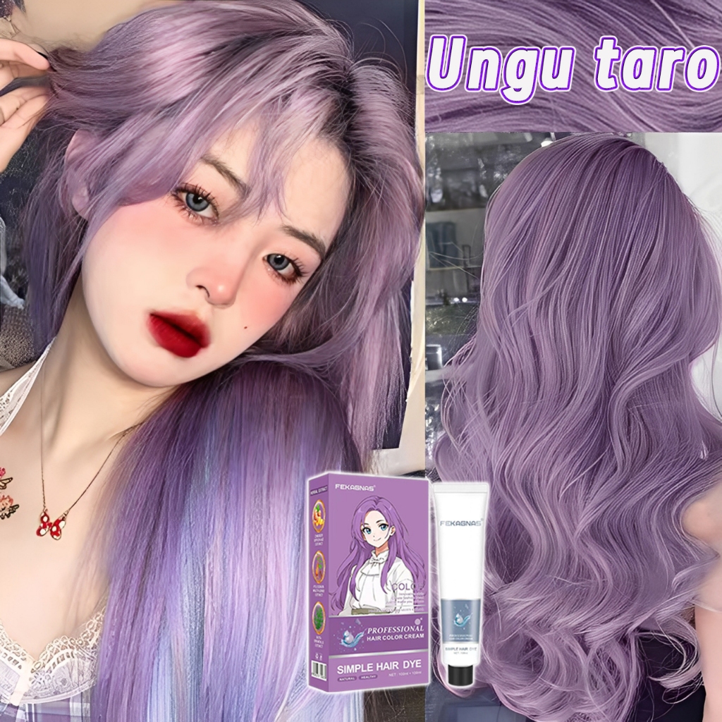 【Tahan lama tak luntur】FEKAGNAS Ungu taro cat rambut 200ml terlihat cerah dan muda(cat rambut ungu,c