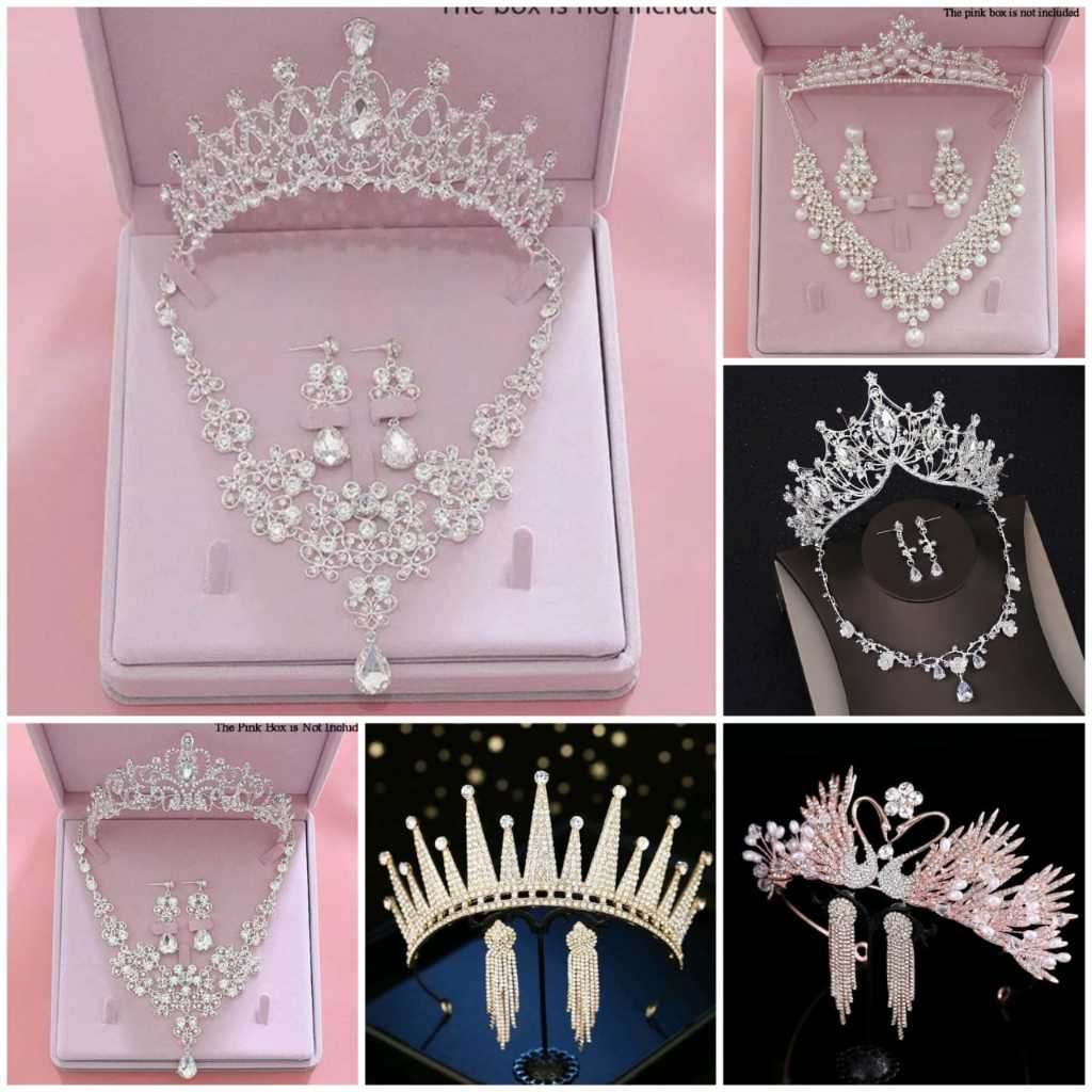 Mahkota Set Kalung - Set Mahkota Kalung Anting Jewelry - Bridal Jewelry
