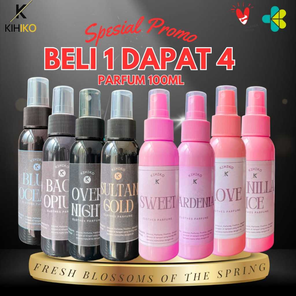 [Y] Kihiko Parfum 100ml - Beli 1 Dapat 4 Botol Aroma Segar Fresh Mewah - Parfum Series Cowok Cewek