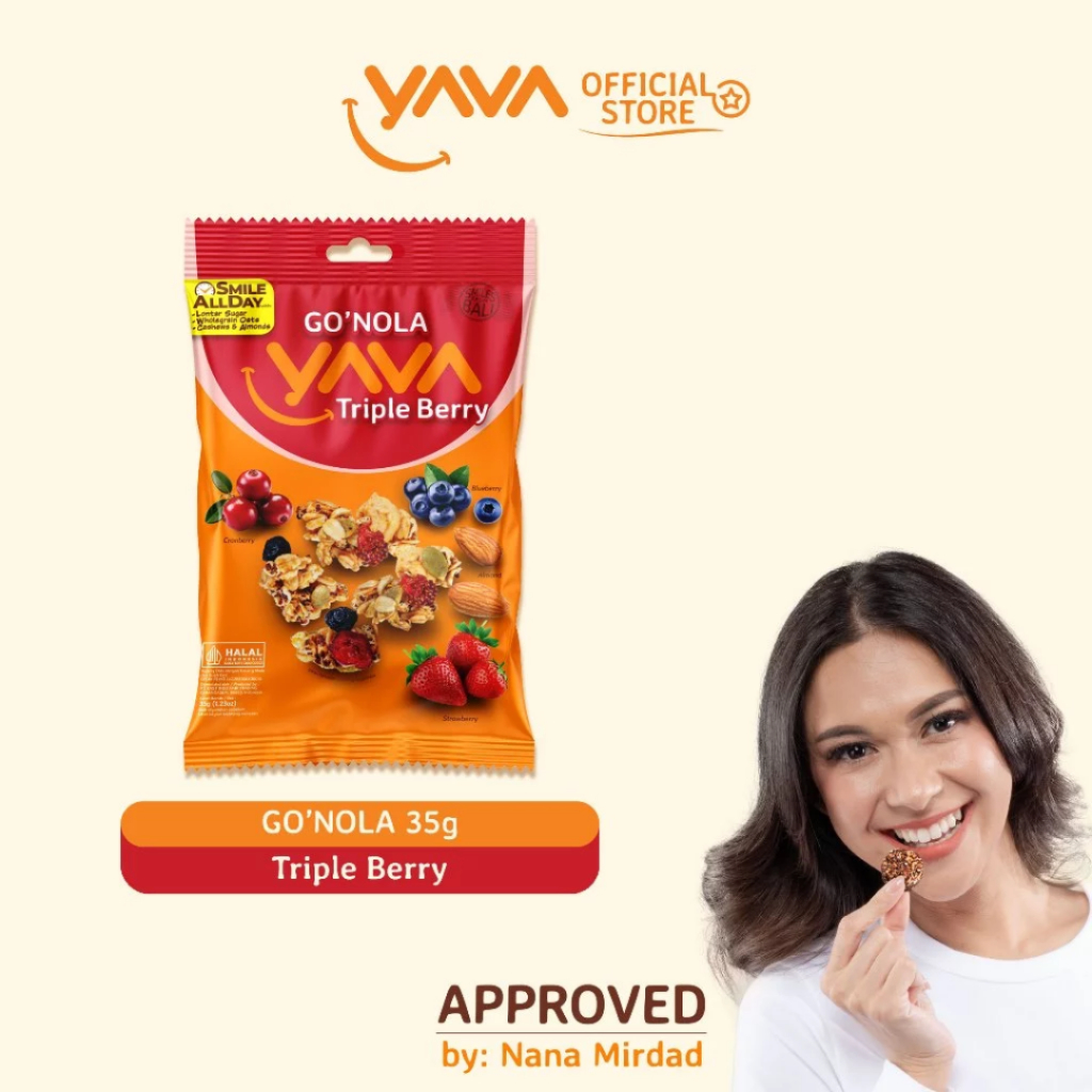 

YAVA Go'Nola Triple Berry 35g I Halal I Gula Lontar
