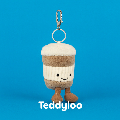 Amuseables Coffee-To-Go Bag Charm Jellycat Takeaway Coffee Latte Boneka Original Keychain Gift / Gan