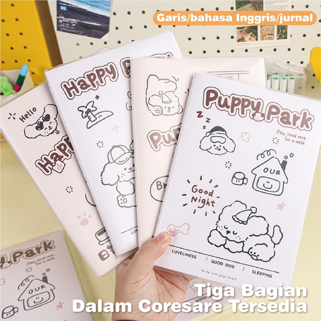 

【Spot】 Happy Time Puppy Printed Notebook A5/B5 Waterproof Tahan Debu Penutup Lem 132 Halaman Bagian Dalam SNOLE PAPER HORIZONTAL LINE NOTEPAD BUKU Mahasiswa