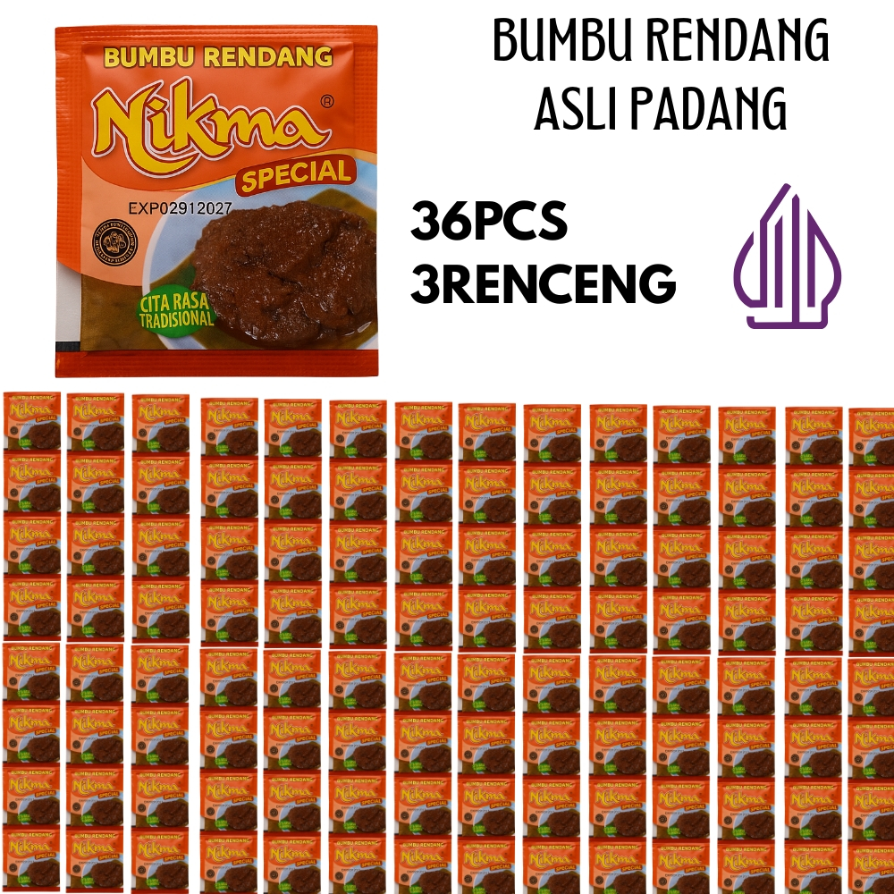 

NIKMA Rendang Bumbu 36 Sachet Halal Higienis Asli Padang Praktis Untuk Keluarga