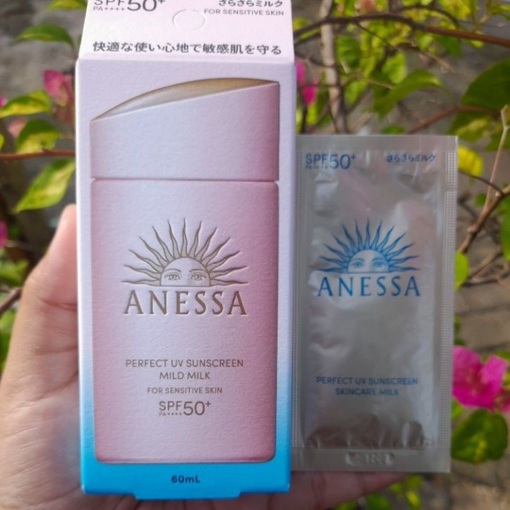(FREE SAMPLE) ANESSA PERFECT UV SUNSCREEN MILD MILK 60 ML SPF 50 PA++++ EXP. APRIL 2028 FREE ANESSA 