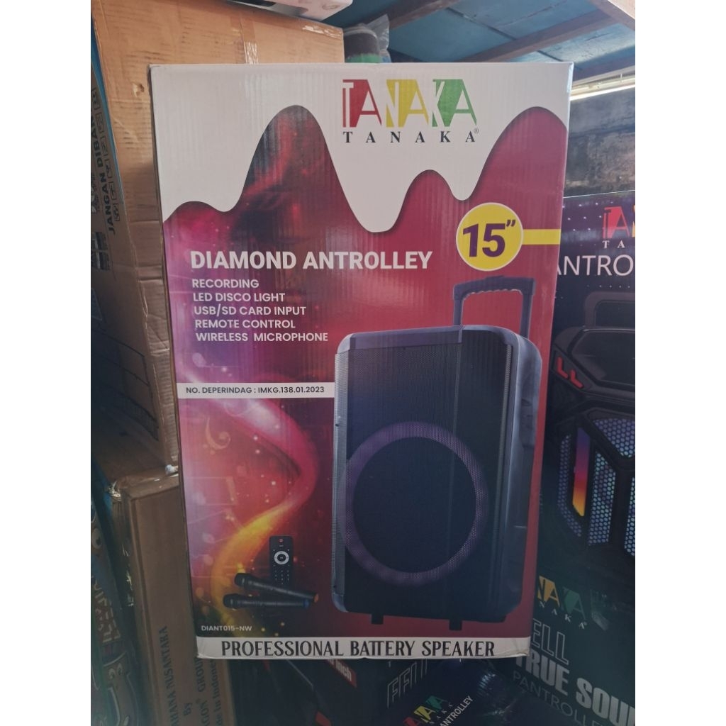 Tanaka Speaker Diamond Antrolley Speaker portable 15inch 12inch 8inch mic wireless