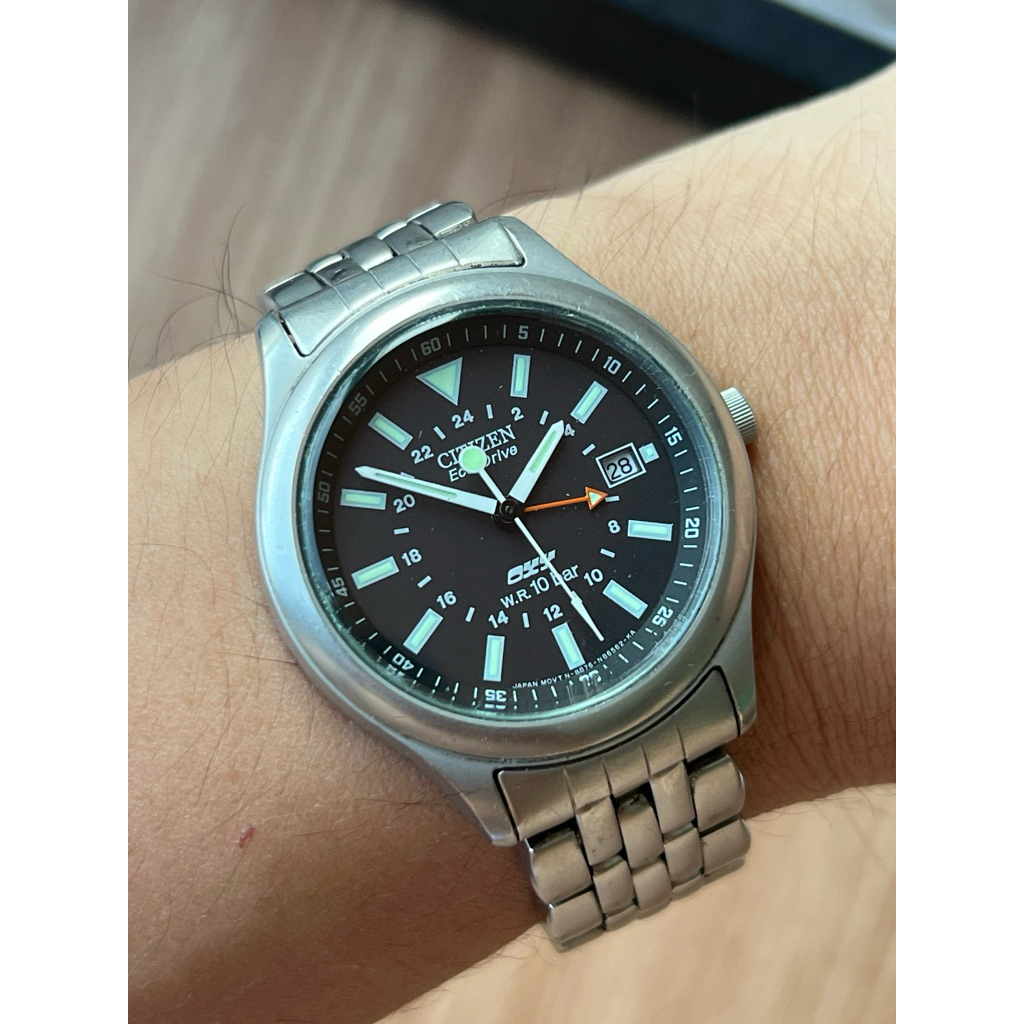 Jam Tangan Vintage RARE Citizen GMT Eco-Drive OXY Titanium
