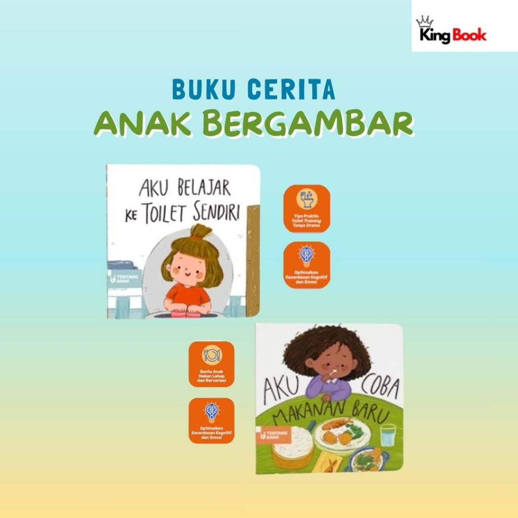 Boardbook Buku Cerita Anak Bergambar | Aku Coba Makanan Baru | Aku Belajar ke Toilet Sendiri