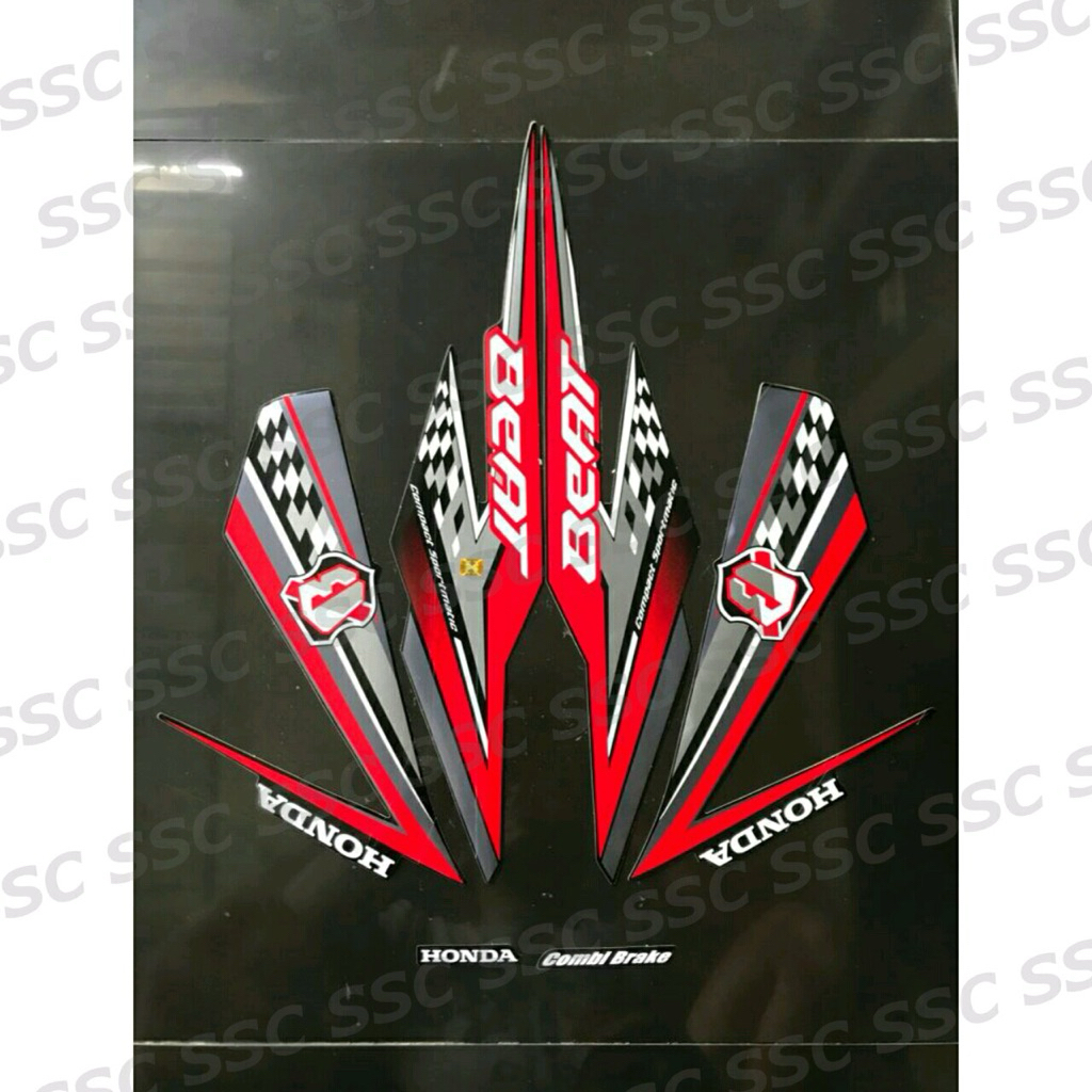 STRIPING STIKER BEAT FI ESP 2018 HITAM LIS MERAH