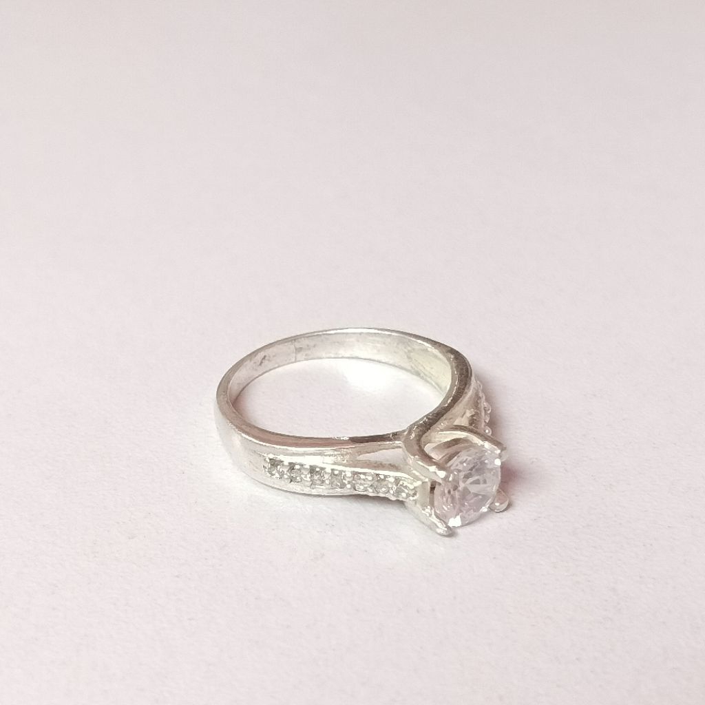 Cincin Perak Asli 925 Model Permata Elegan Lapis Emas Putih/Cincin Wanita/Cincin Lamaran/Cincin Wani