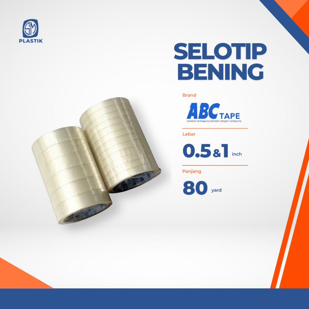 

Solatip Bening ABC Tape 1/2 inch & 1 inch 80yard Isolasi OPP Tape@SLOP
