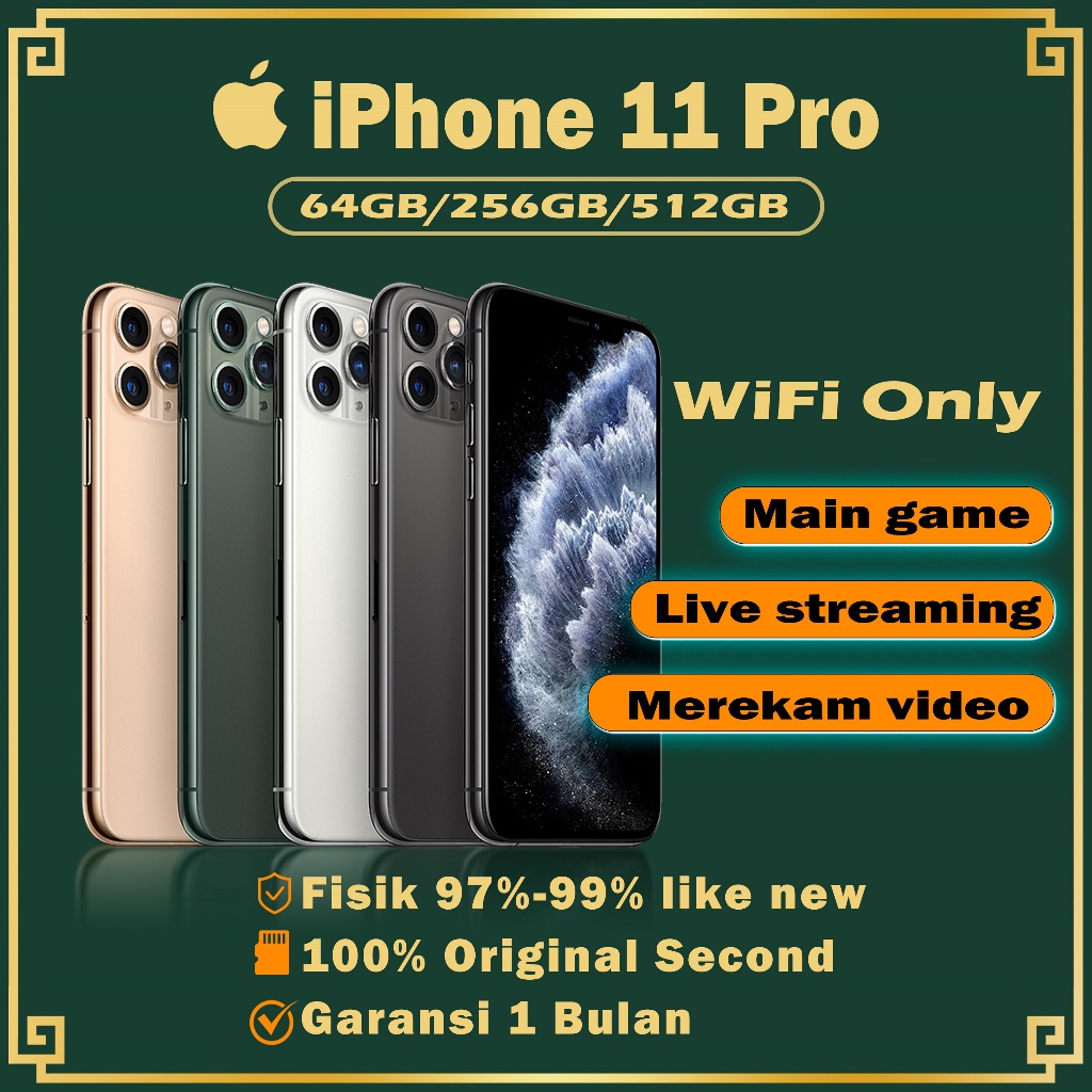 iPhone 11 Pro 64GB/256GB/512GB Second Original Fullset Mulus/GAME/Pembuatan konten video/WIFI ONLY
