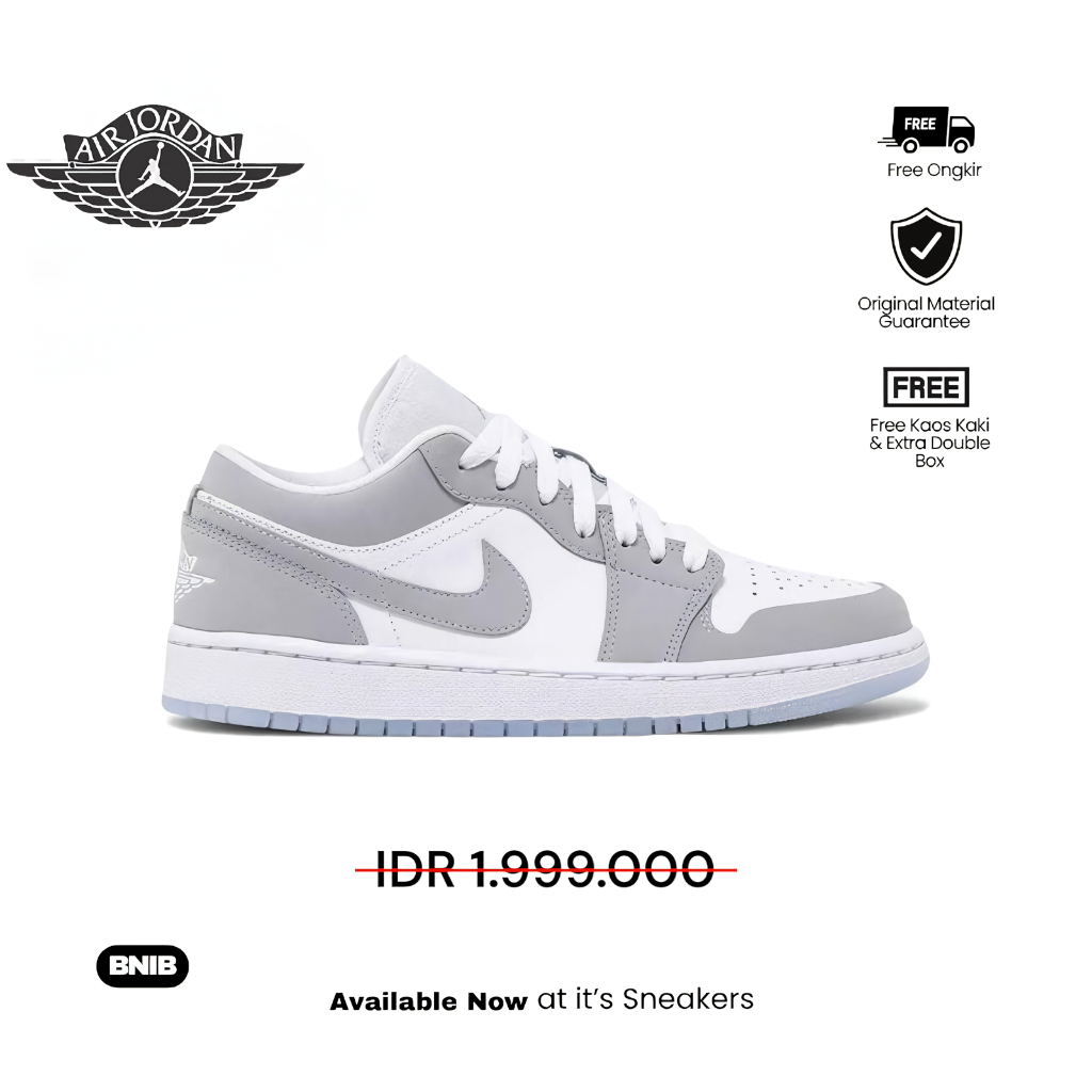 Sepatu Air Jordan 1 Low - White Wolf Grey