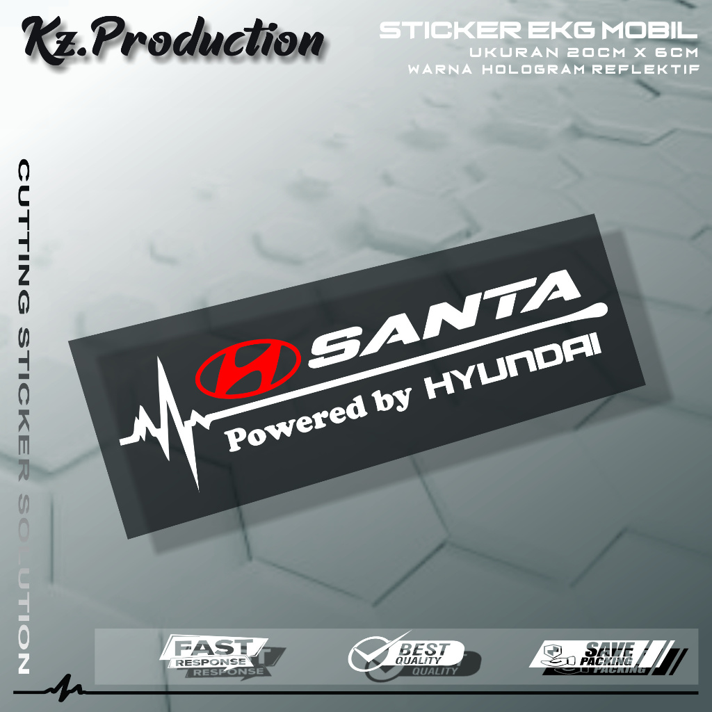 Sticker Cutting Kaca Mobil Hyundai Santa Motif Detak Jantung EKG Mobil Hyundai
