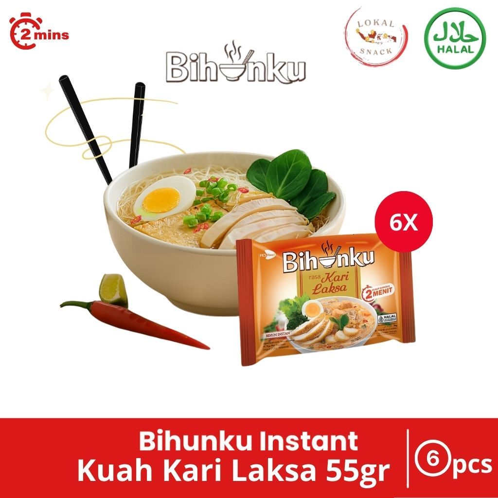 

Bihunku Instan Kuah Kari Laksa - Paket 6pcs x 55gr