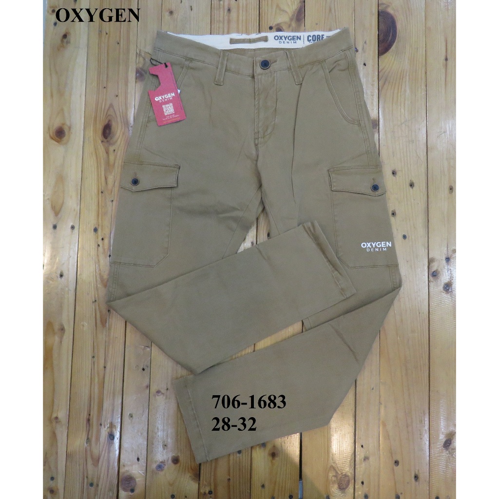 CELANA CARGO KATUN  PANJANG PRIA SLIM FIT BRAND ORI MEREK OXYGEN ART : 706-1683 PRICE Rp.684.900