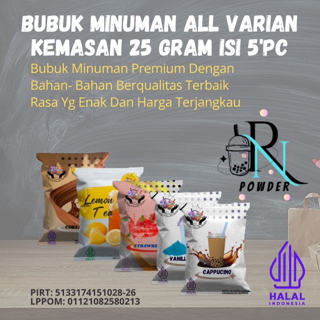 

Bubuk Minuman Rasa 25 Gram Isi 5 PC Bubuk Minuman Premium Serbuk Minuman Kekinian Minuman Bubuk Premium