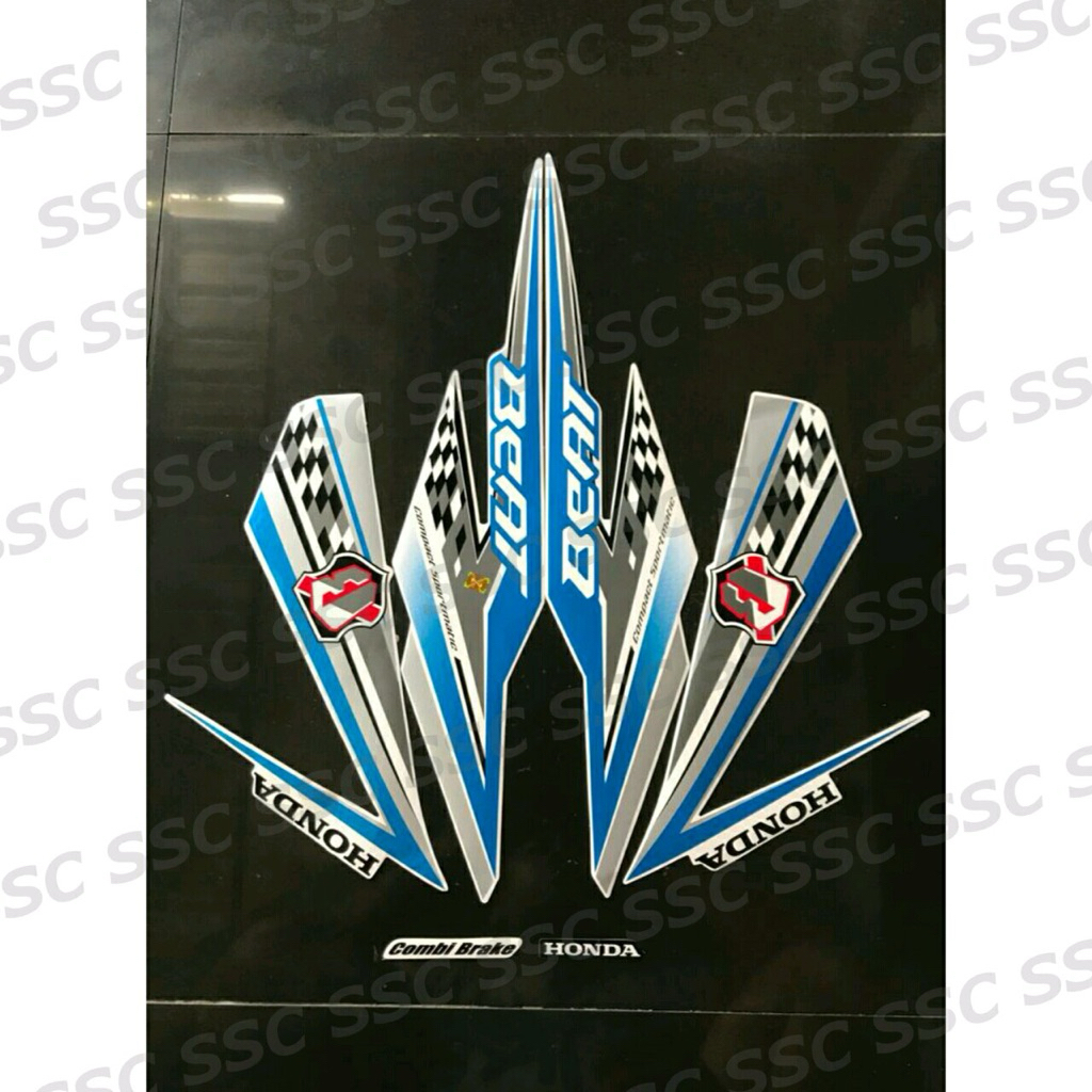 STRIPING STIKER BEAT FI ESP 2018 PUTIH LIS BIRU