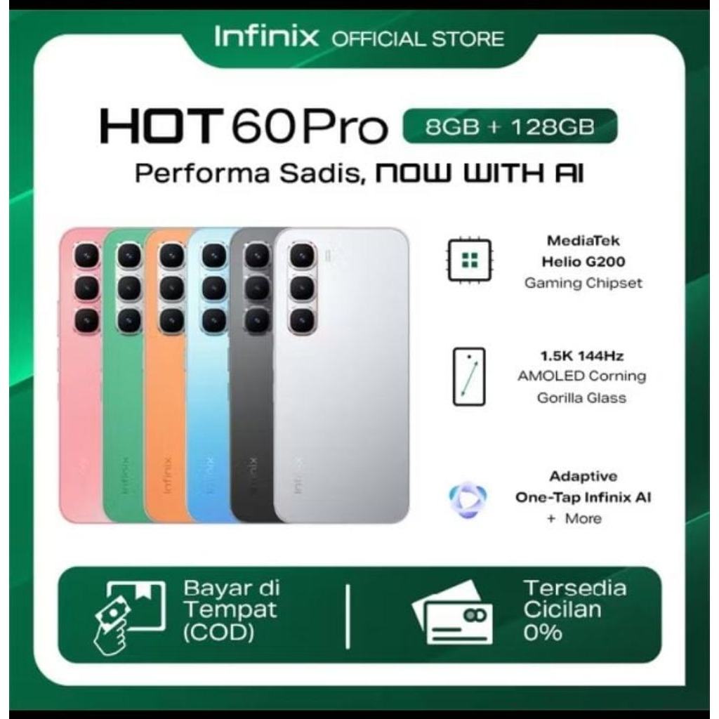 Infinix Hot 60 Pro 8/128GB - Up to 16GB Extended RAM - Helio G200-6.78 inch 144Hz AMOL
