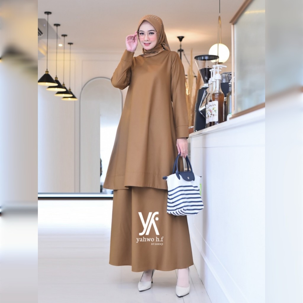 Yahwo Hijab Fashion-Baju Kurung Melayu-One Set Pdh Pemda PNS -Setelan Seragam Guru Kheki