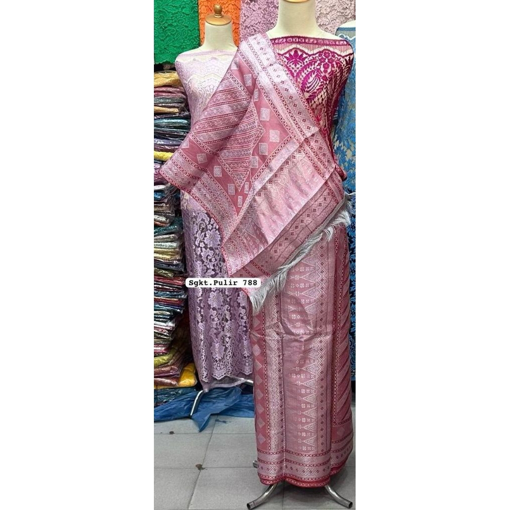 songket Palembang pulir pink