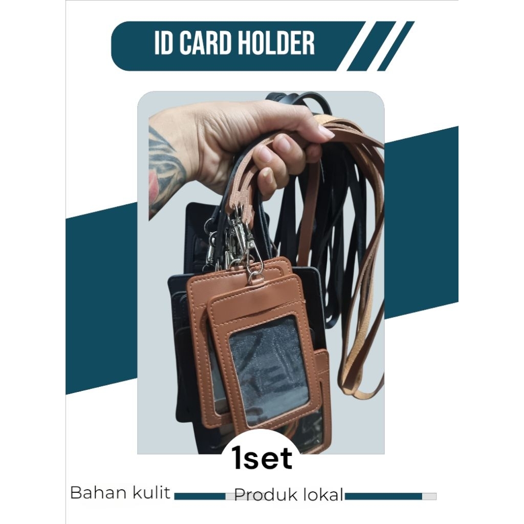 

1 Set Tempat ID Card Kulit Lokal dengan Tali Gantung