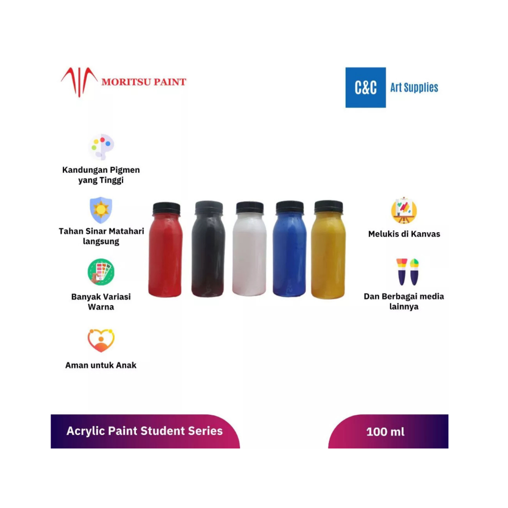 Cat Lukis Moritsu 100ml Edisi Pelajar / Cat Akrilik Moritsu Student Edition