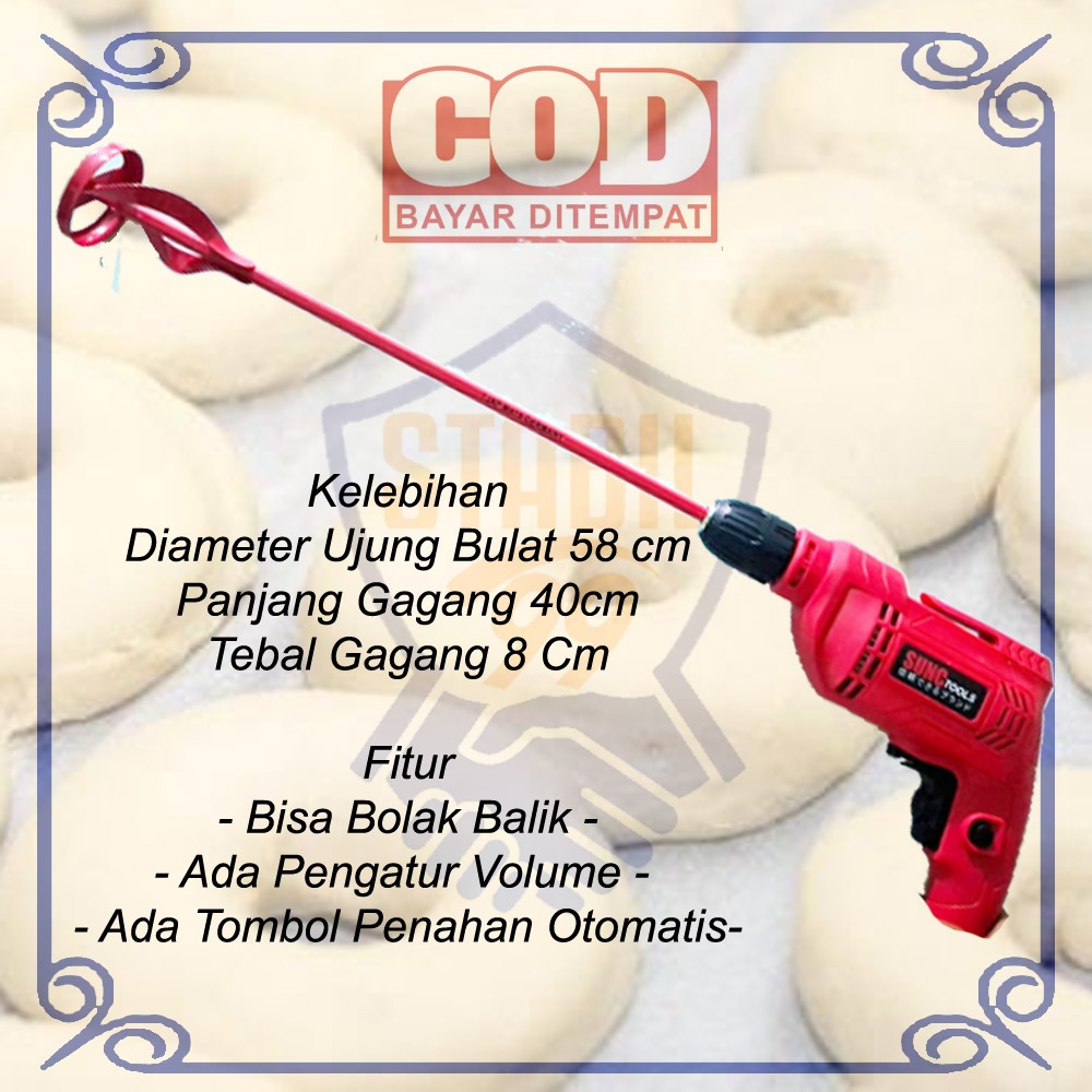 Mesin Bor Pengaduk Donat Pemutar Adonan Mixer Alat Adukan Kue Bakso Kerupuk Es doger Basko Komplit