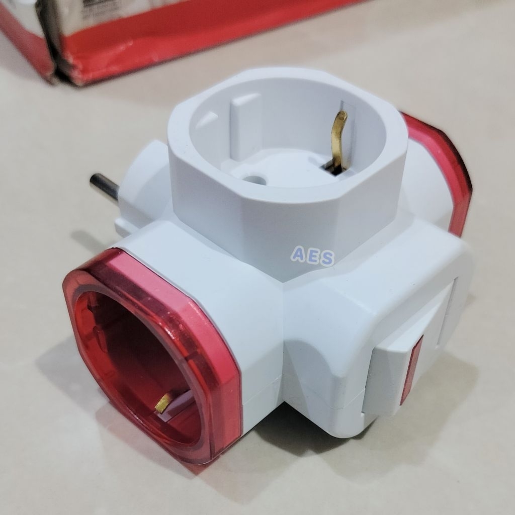 Cok Cabang 3 / Steker T Arde Mikotek + Saklar Lampu On/Off