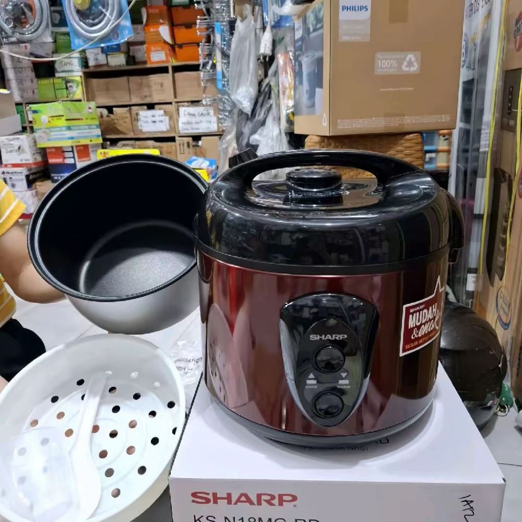 Magic Com SHARP KS-N18MG Rice Cooker Panci Tebal anti Lengket 1.8 Liter Merah dan hitam