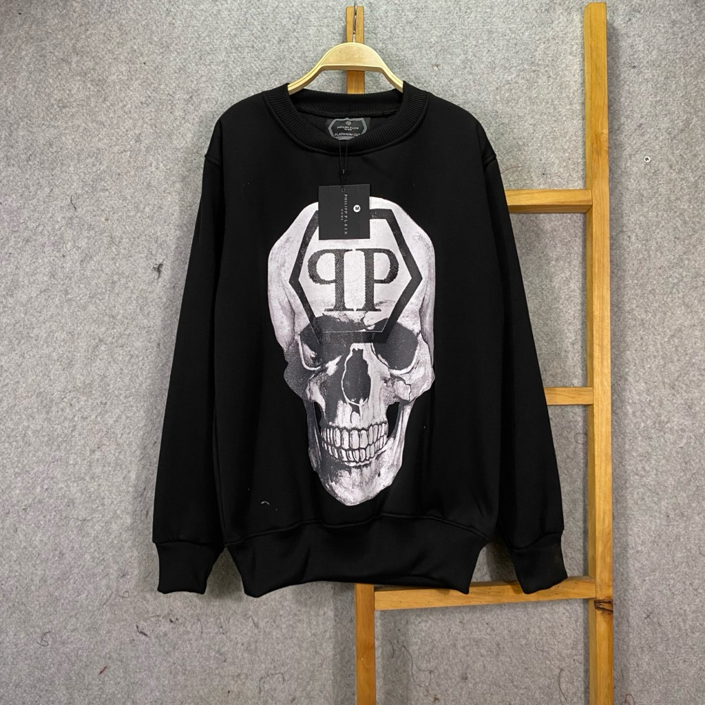 Sweater Crewneck Philipp Plein Big Logo Hitam Fulltag&Label