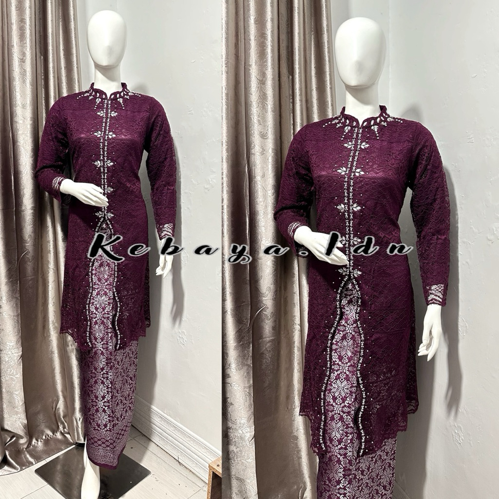 Set Kebaya Modern Tunik Payet Zig zag Nazira - Kebaya Hitam - Kebaya Wisuda - Kebaya Putih - Kebaya 