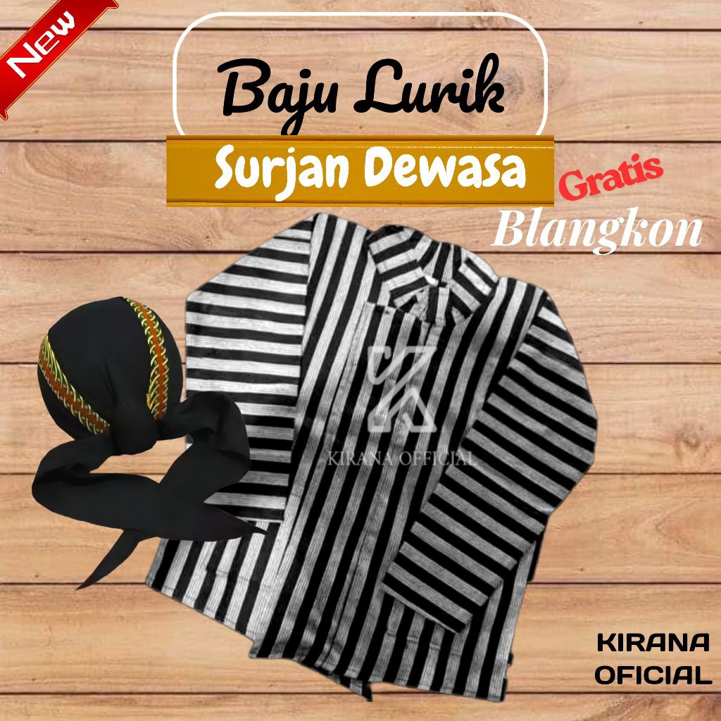 Baju Surjan Lurik Pria Dan Blangkon jogja/Baju Jawa Pria/Baju Lurik pria dewasa/Blangkon jogja