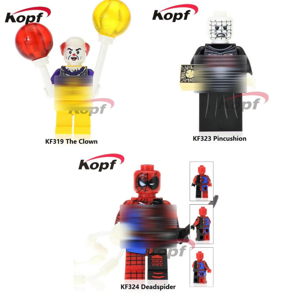 Mainan Brick Pennywise Pinhead Deadspider Spider Man Deadpool - KF319 KF323 KF324