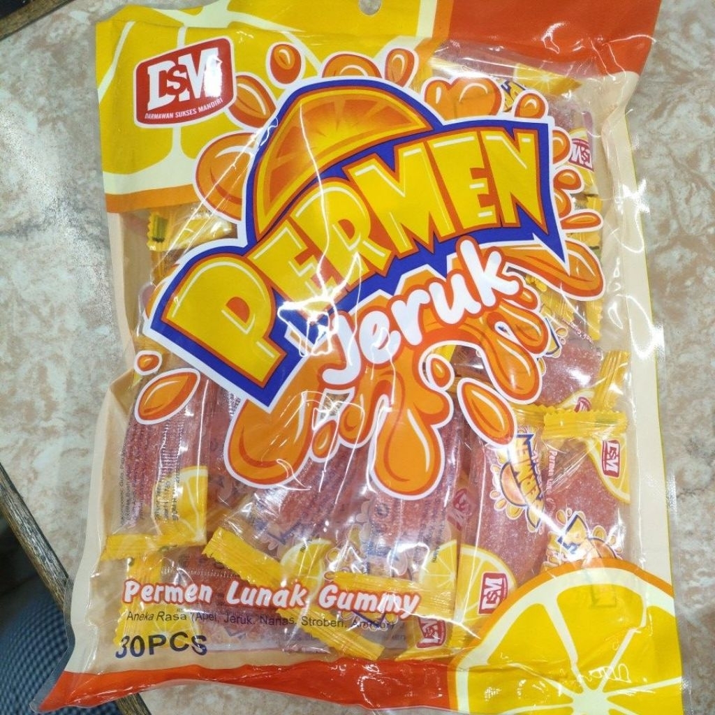

permen jeruk lunak gummy isi 30